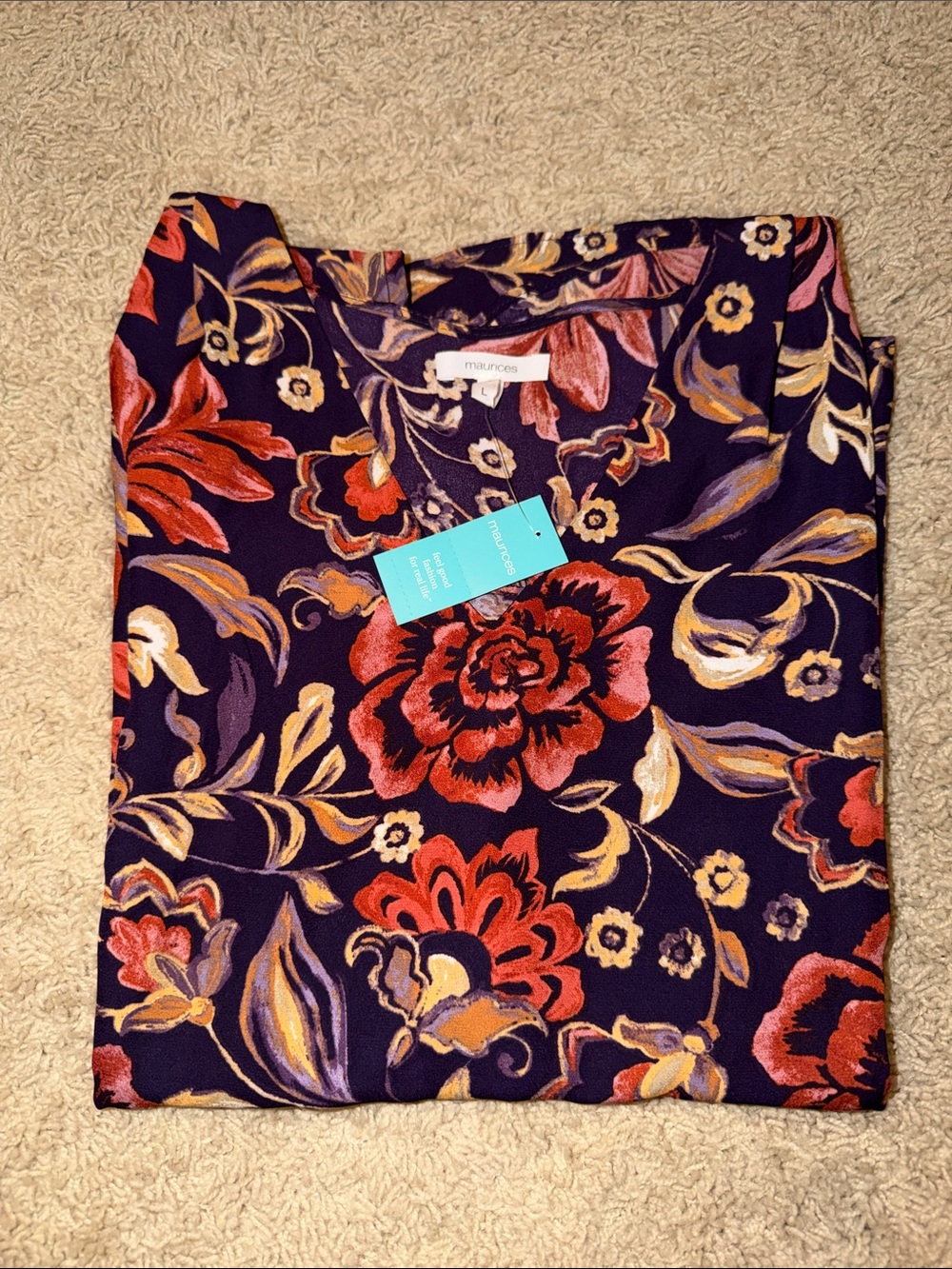 Maurices Purple Floral V-Neck Sleeveless Blouse